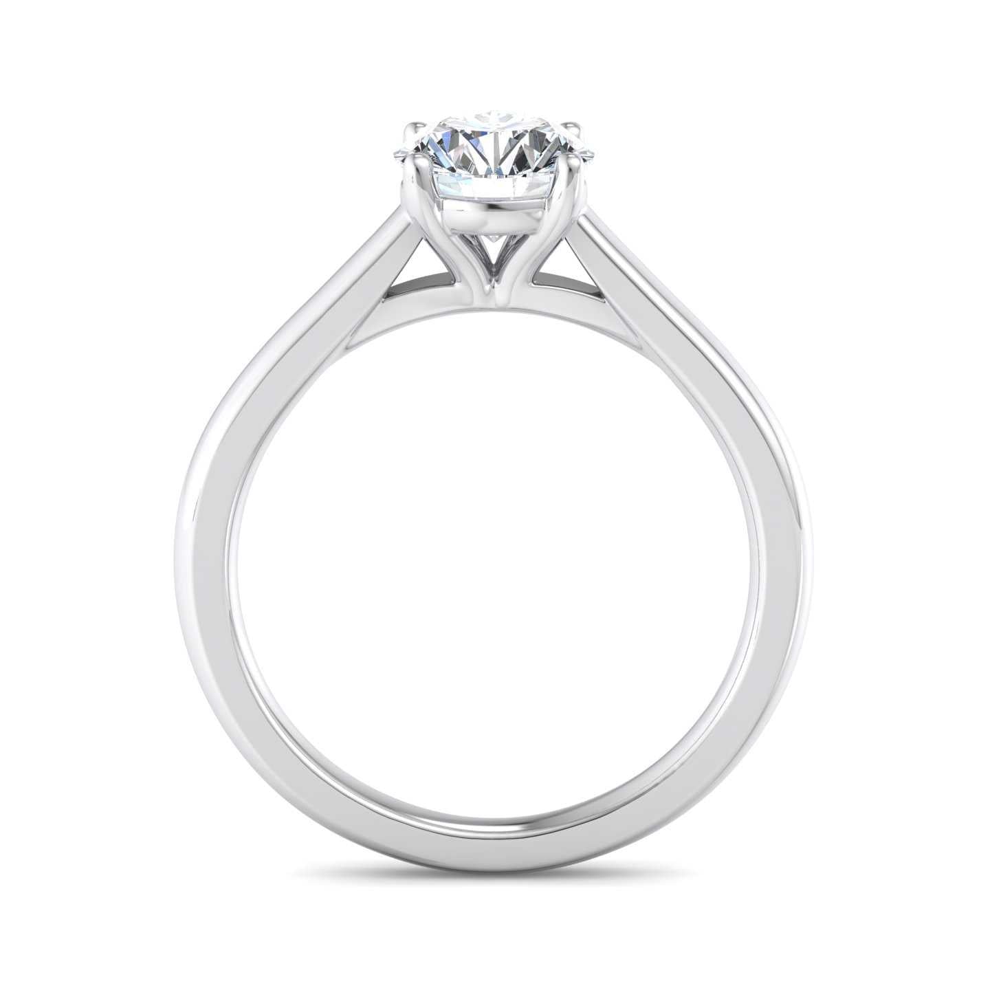 Oval Diamond Cathedral Solitaire Ring - White Gold