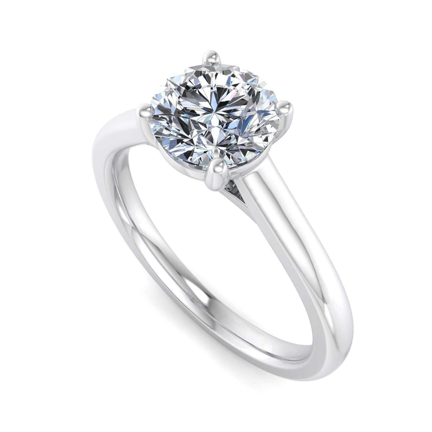 Oval Diamond Cathedral Solitaire Ring - White Gold