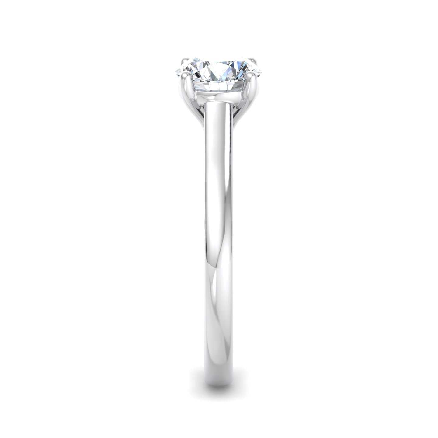Oval Diamond Cathedral Solitaire Ring - White Gold