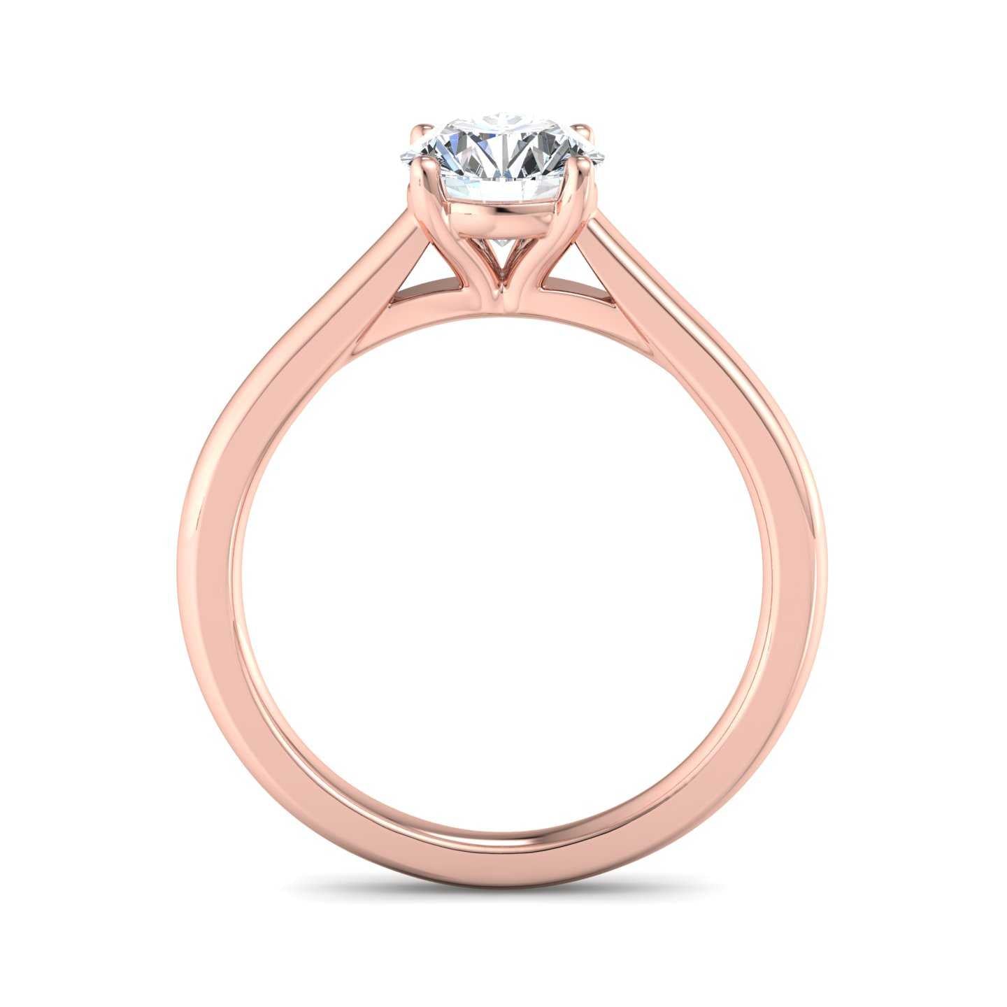 Oval Diamond Cathedral Solitaire Ring - Rose Gold