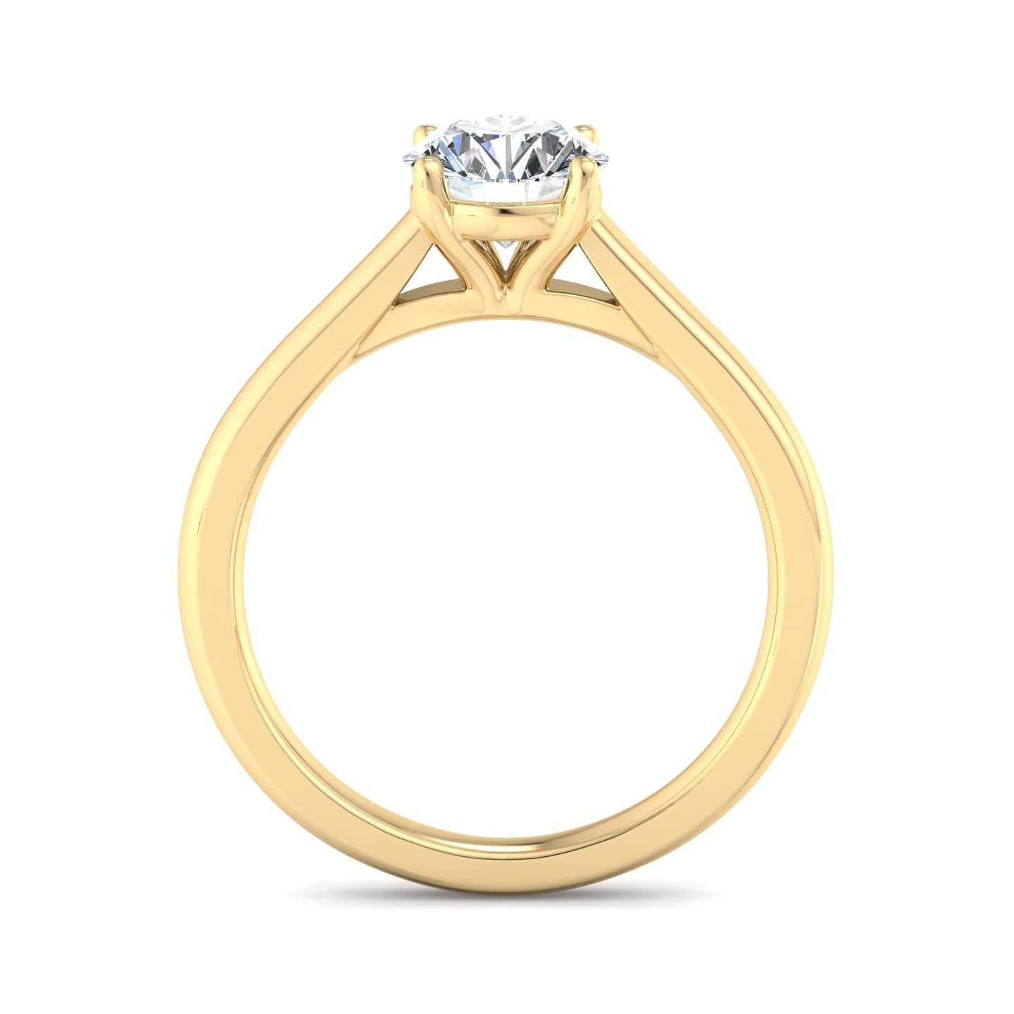 Emerald Diamond Cathedral Solitaire Ring - Yellow Gold