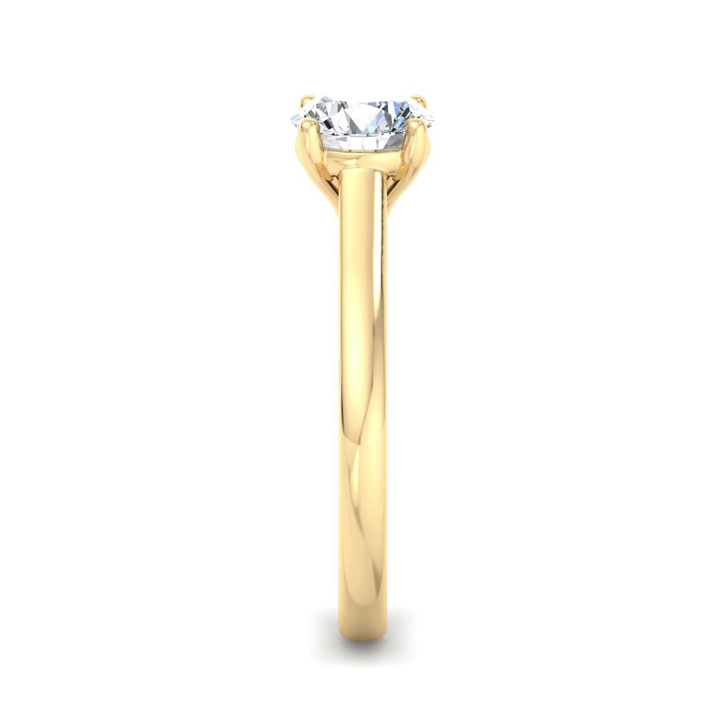 Emerald Diamond Cathedral Solitaire Ring - Yellow Gold