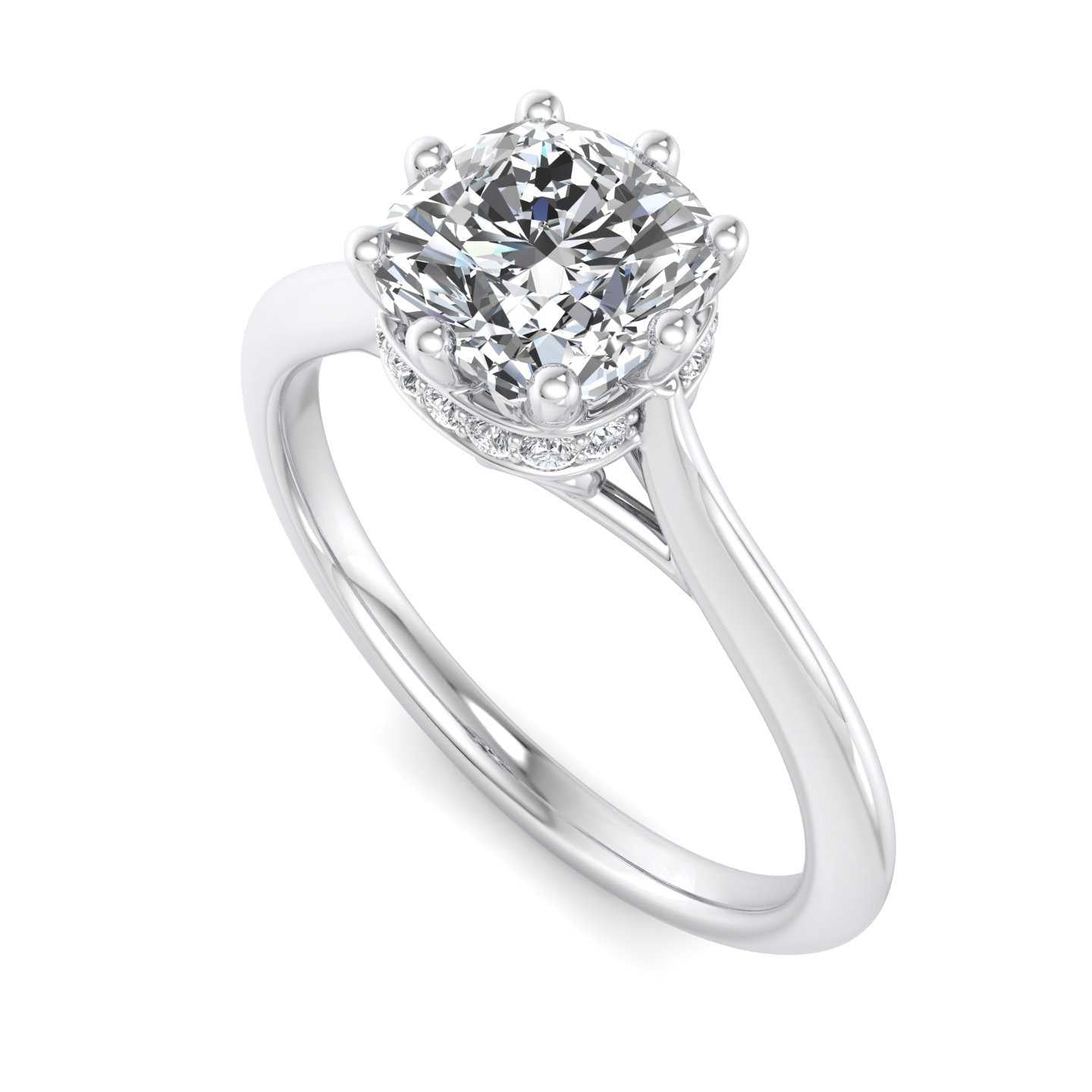 Vintage Hidden Halo Ring - White Gold