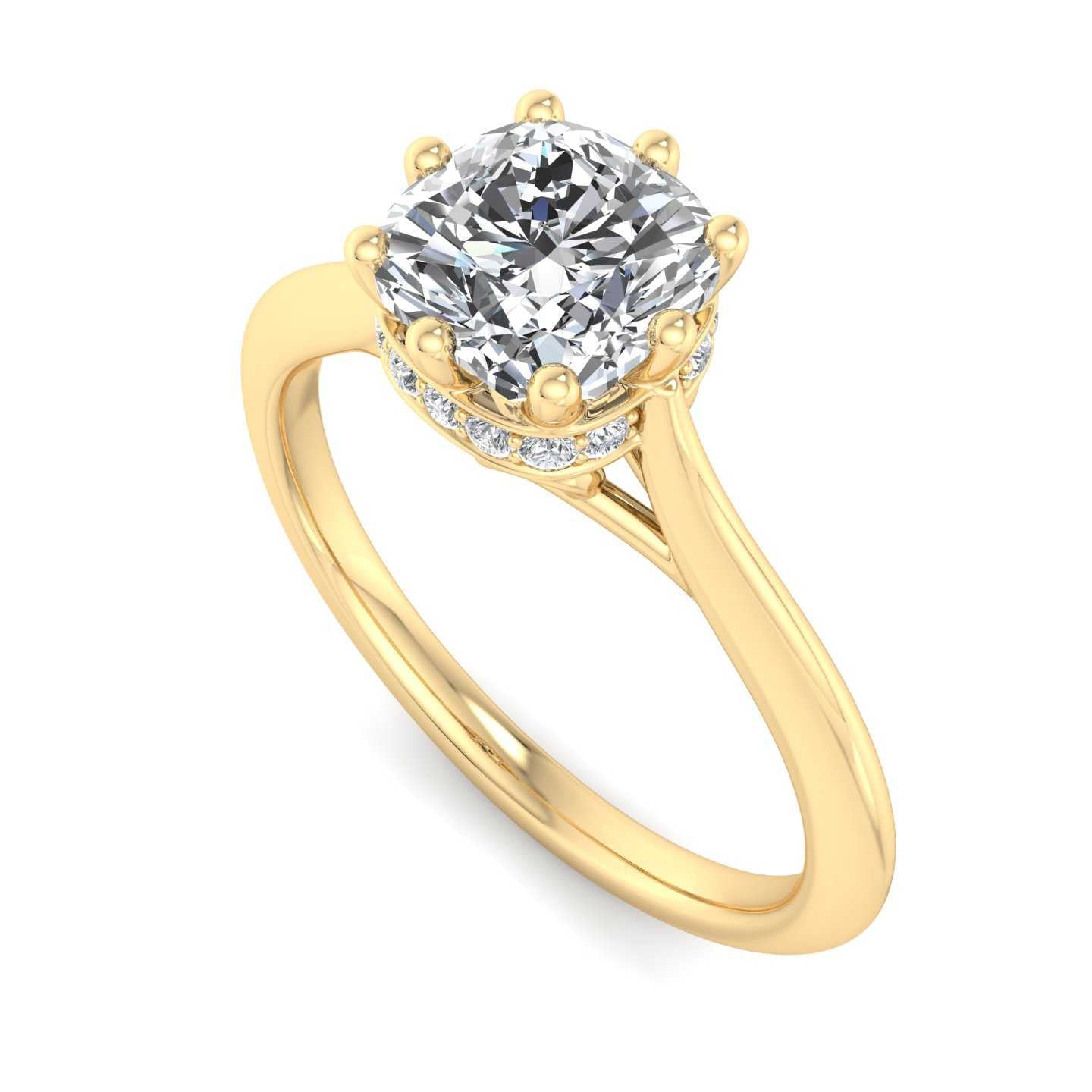 Vintage Hidden Halo Ring - Yellow Gold