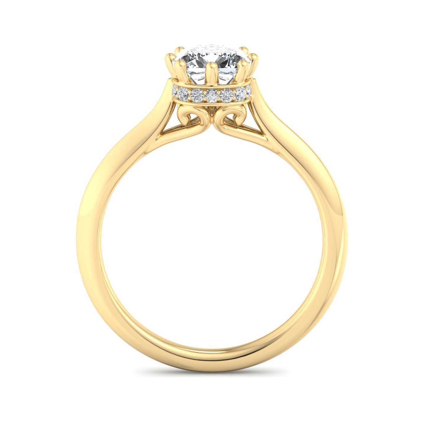 Vintage Hidden Halo Ring - Yellow Gold