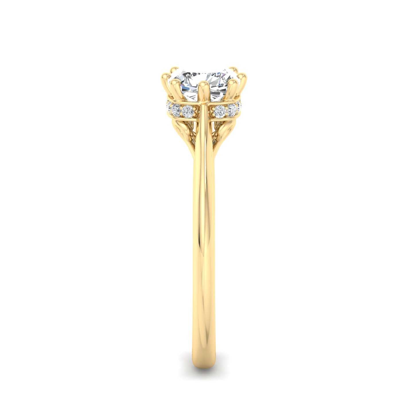 Vintage Hidden Halo Ring - Yellow Gold