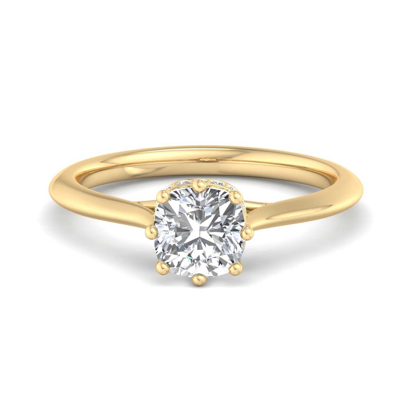 Vintage Hidden Halo Ring - Yellow Gold