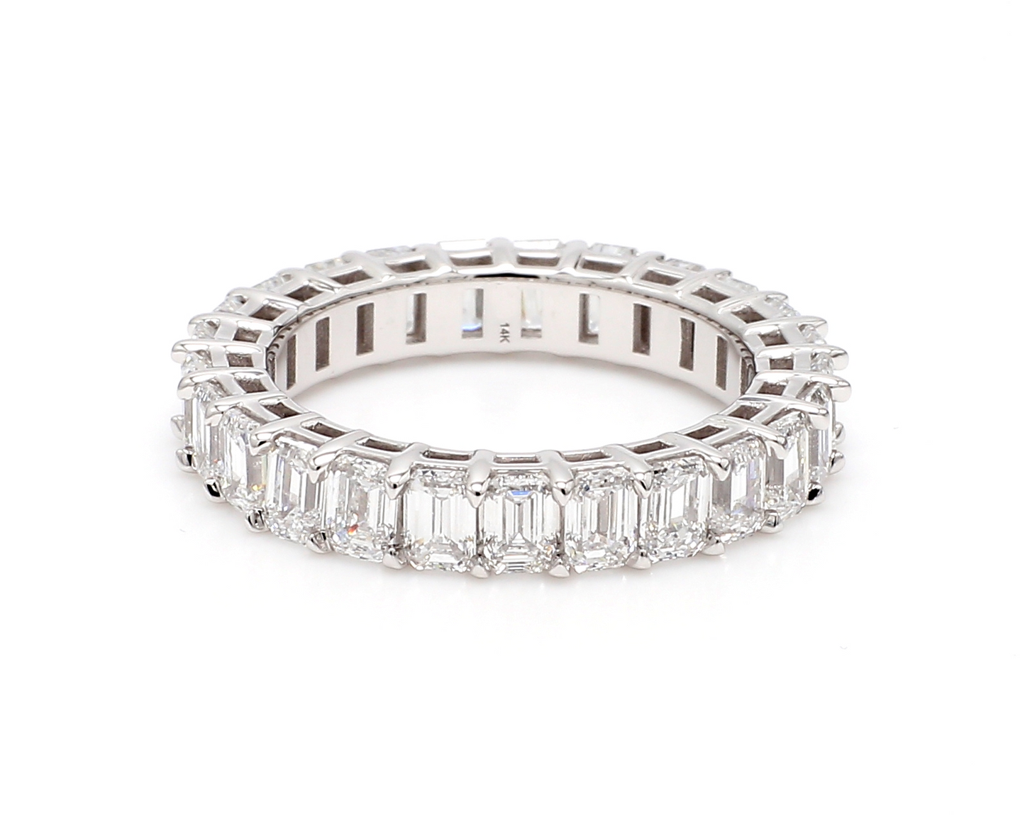 4 Carat Emerald Eternity Ring - 14k White Gold