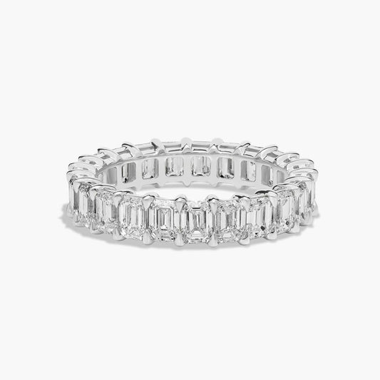 3 Carat Emerald Eternity Ring - 14k White Gold