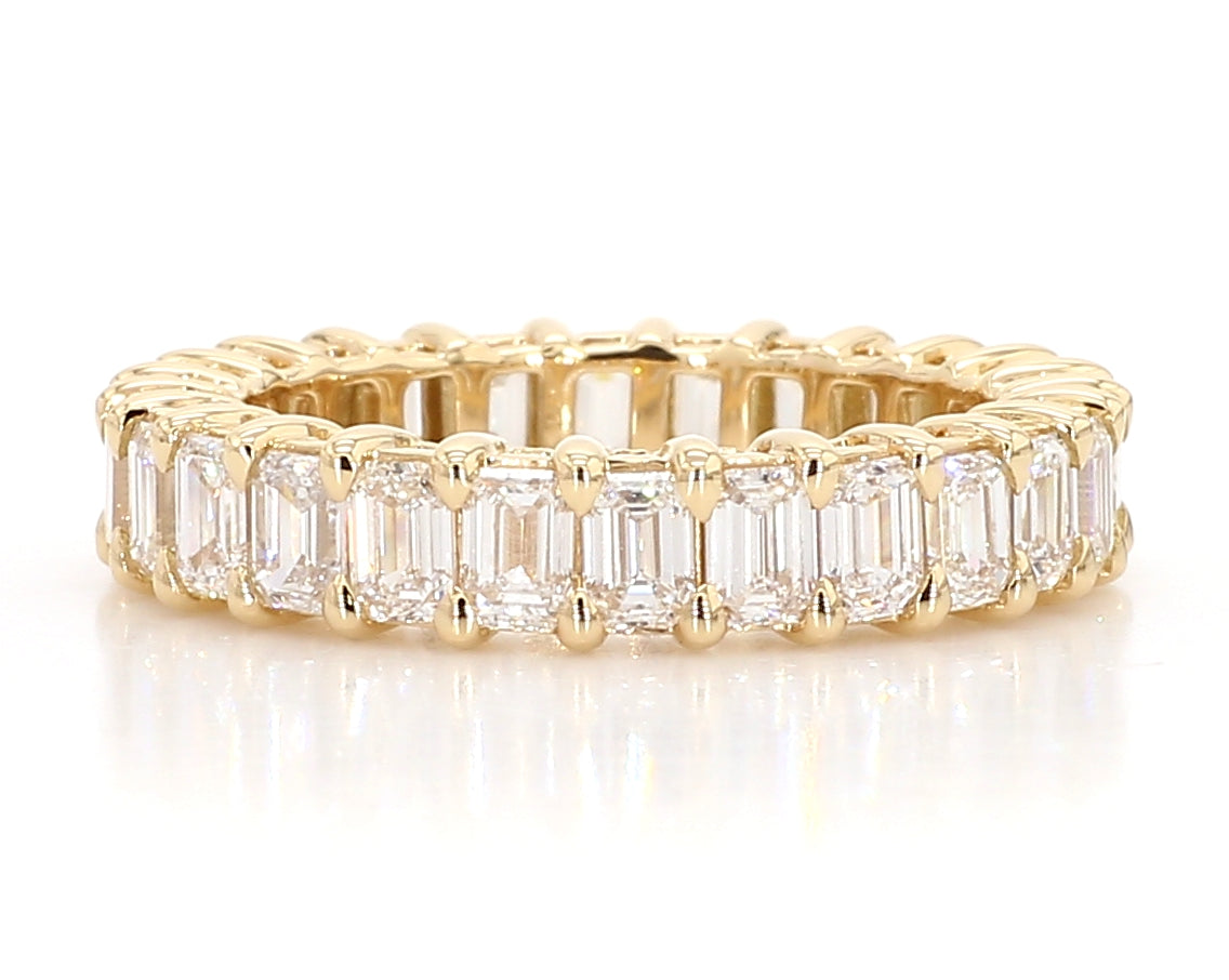 4 Carat Emerald Eternity Ring - 18k Yellow Gold