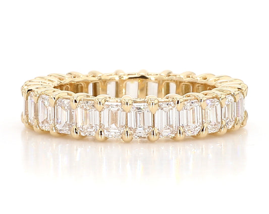 4 Carat Emerald Eternity Ring - 18k Yellow Gold