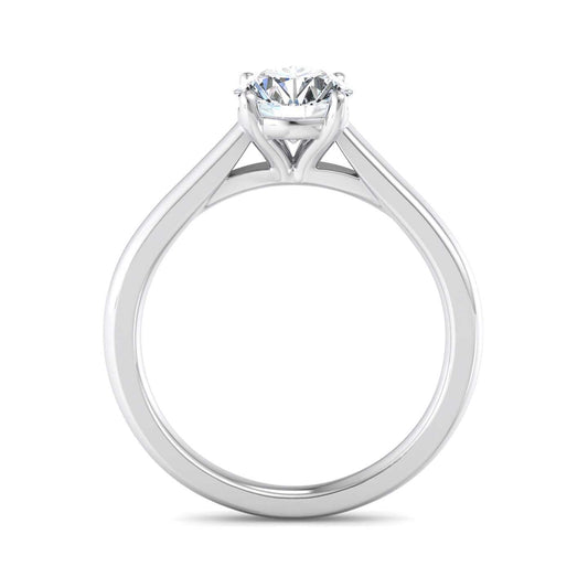 Oval Diamond Cathedral Solitaire Ring - White Gold