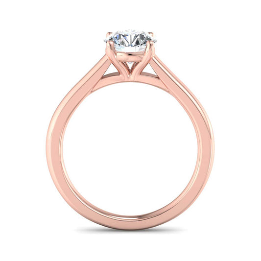 Oval Diamond Cathedral Solitaire Ring - Rose Gold