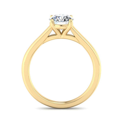 Emerald Diamond Cathedral Solitaire Ring - Yellow Gold