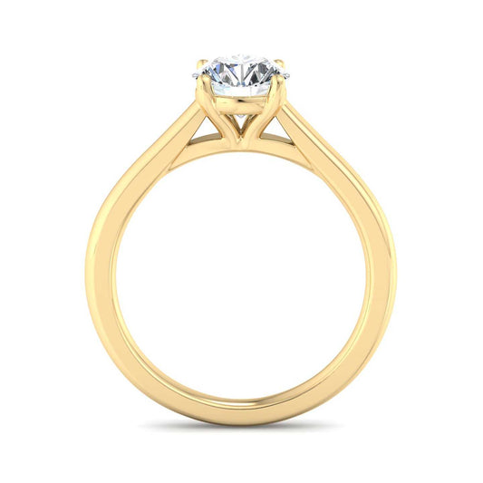 Emerald Diamond Cathedral Solitaire Ring - Yellow Gold