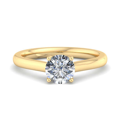 Emerald Diamond Cathedral Solitaire Ring - Yellow Gold