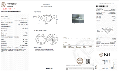 Round Lab Diamond: 1.00ct | G | VVS2