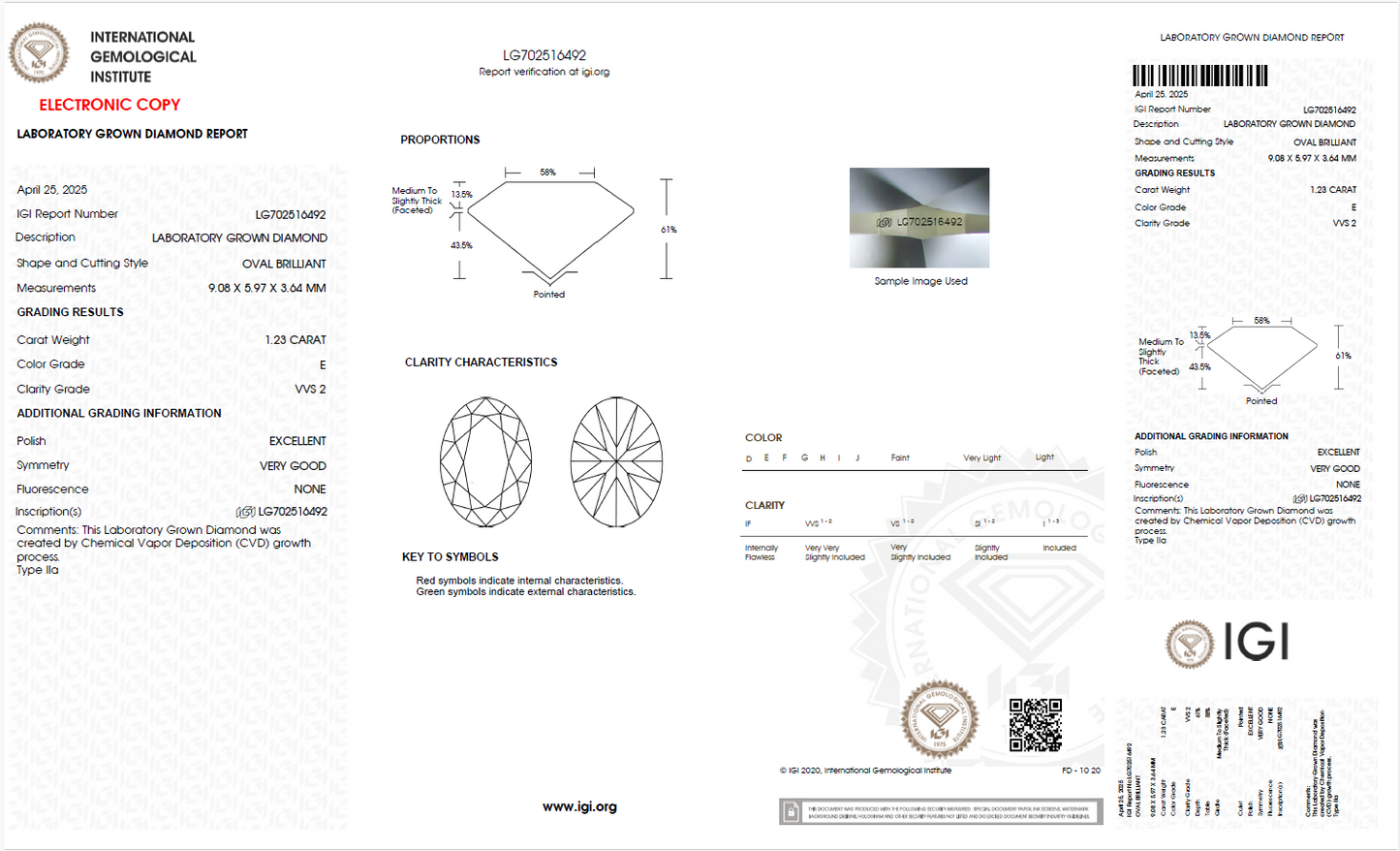 Oval Lab Diamond: 1.23ct | E | VVS2