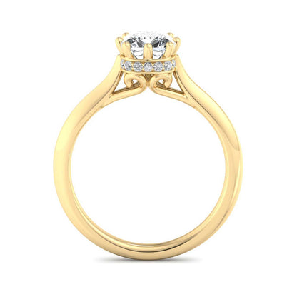 Vintage Hidden Halo Ring - Yellow Gold