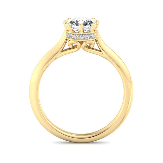 Vintage Hidden Halo Ring - Yellow Gold