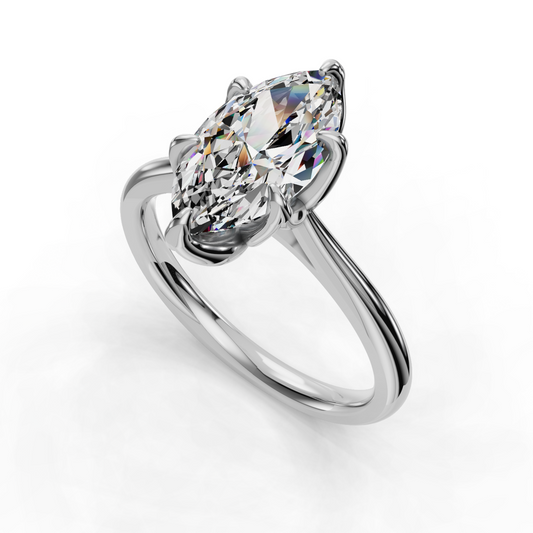 Marquise Diamond Cathedral Solitaire Ring - Platinum