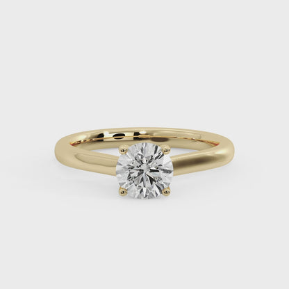 Emerald Diamond Cathedral Solitaire Ring - Yellow Gold