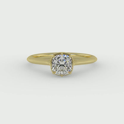 Vintage Hidden Halo Ring - Yellow Gold