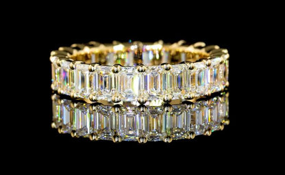 3 Carat Emerald Eternity Ring - 14k Yellow Gold