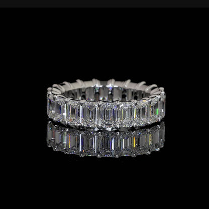 3 Carat Emerald Eternity Ring - 14k White Gold